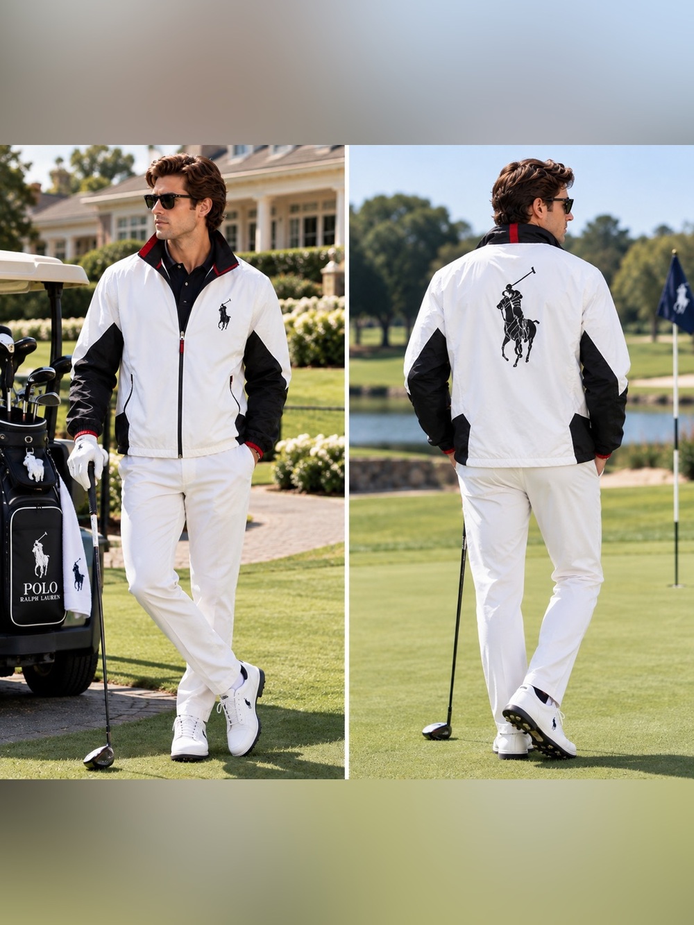 Polo Ralph Lauren Performance Big Pony Jacket Windbreaker White Black Men L